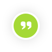 Green circular testimonial quote icon used to highlight satisfied customer feedback in electrical service marketing.