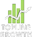 Topline Growth logo featuring green bar chart and rising arrow, symbolizing marketing and business success